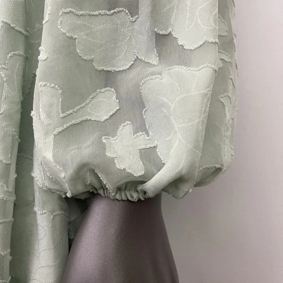 Lulu's Green Plunge Neck Bishop Sleeve Sundress - Picture 8 of 11